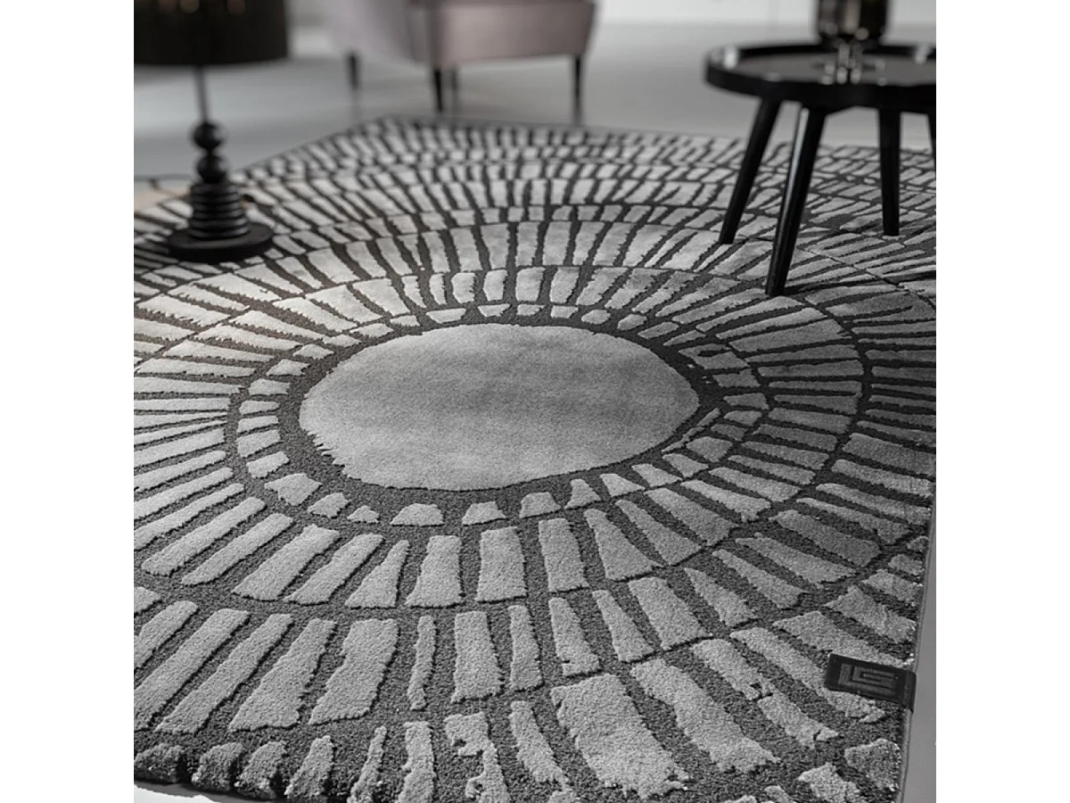 tapis chambre 160x230 tissé gris et noir rectangle motif géométrique TOSCANA