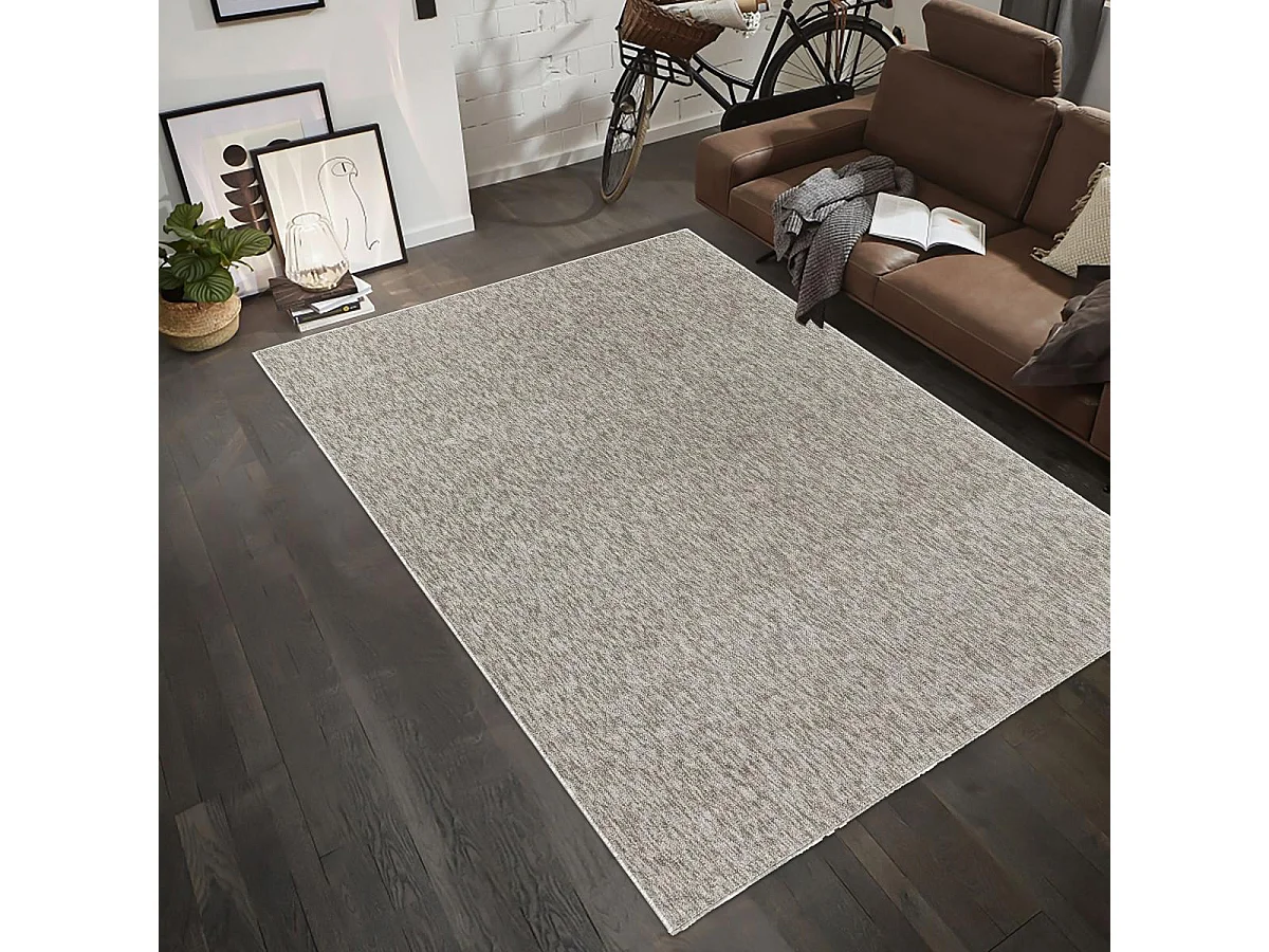 tapis grand salon 240x340 tissé beige rectangle motif uni SAKRDA