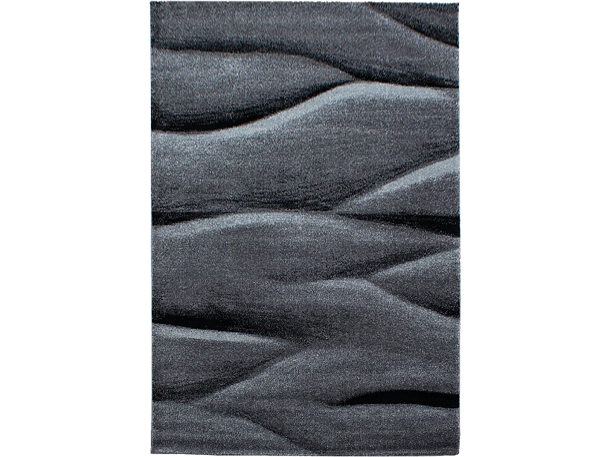 tapis entrée 80x150 tissé noir rectangle motif géométrique KARLAK