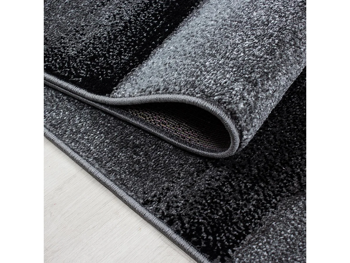 tapis entrée 80x150 tissé noir rectangle motif géométrique KARLAK