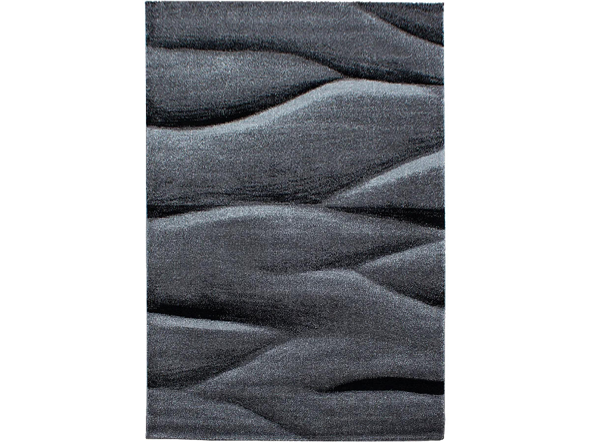 tapis entrée 80x150 tissé noir rectangle motif géométrique KARLAK