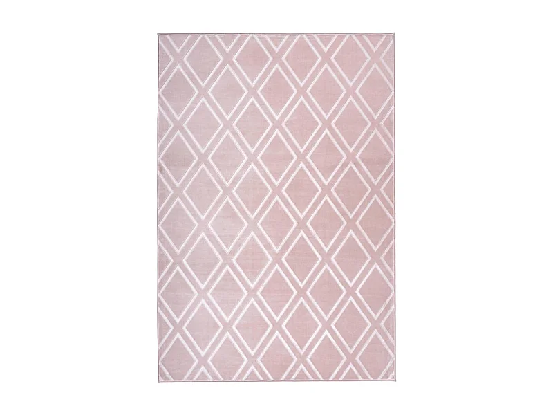 tapis couloir 80x300 tufté rose rectangle motif géométrique NOKAL 1