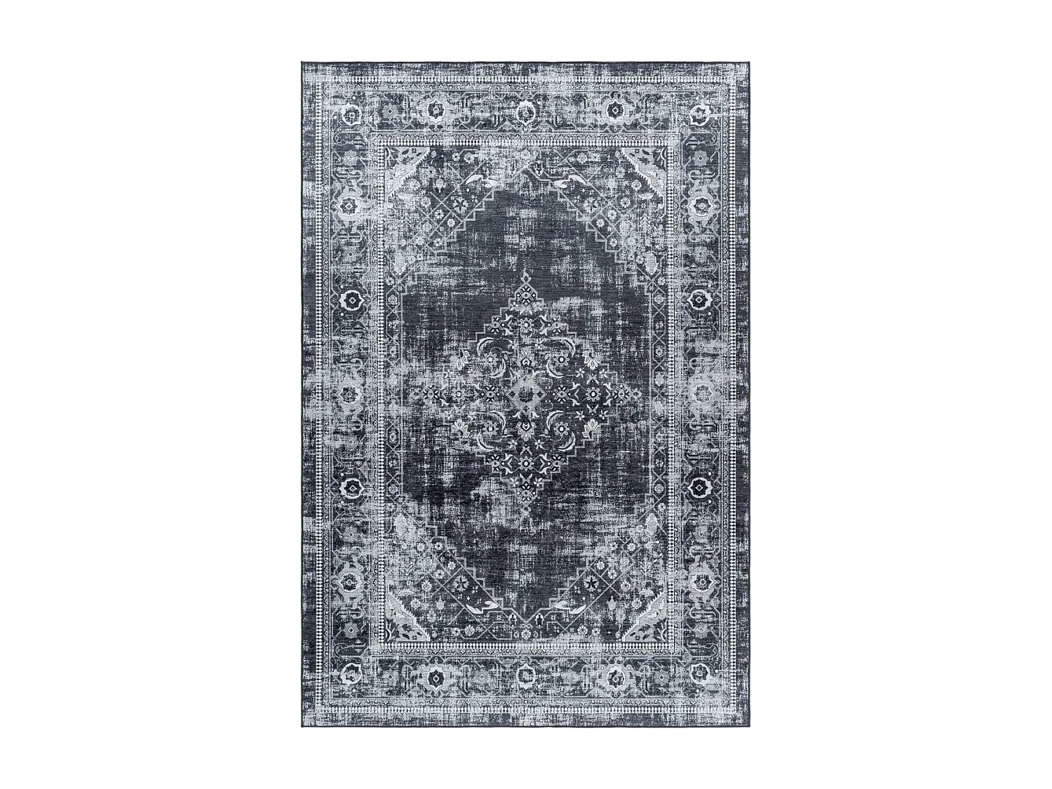 Tapis orient 200x290 rectangle noir tissé motifs orientaux AKIAK