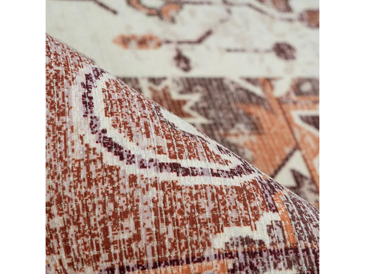 tapis chambre 120x170 tissé en coton rose et blanc rectangle DANDING