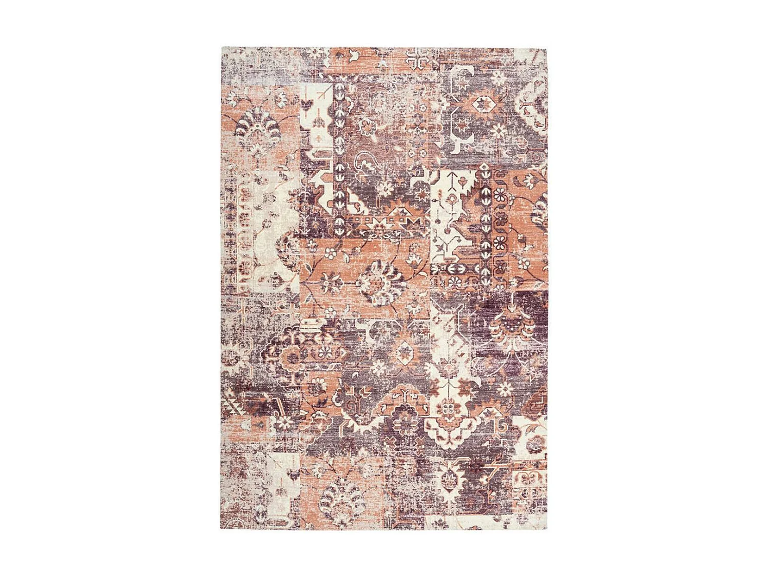 tapis chambre 120x170 tissé en coton rose et blanc rectangle DANDING