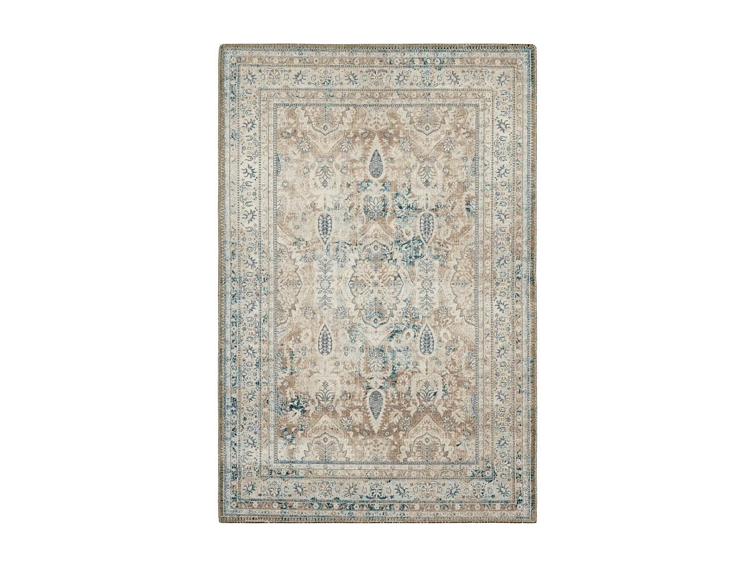 Tapis orient 120x170 rectangle bleu et beige tissé motif classique ORTAGE B