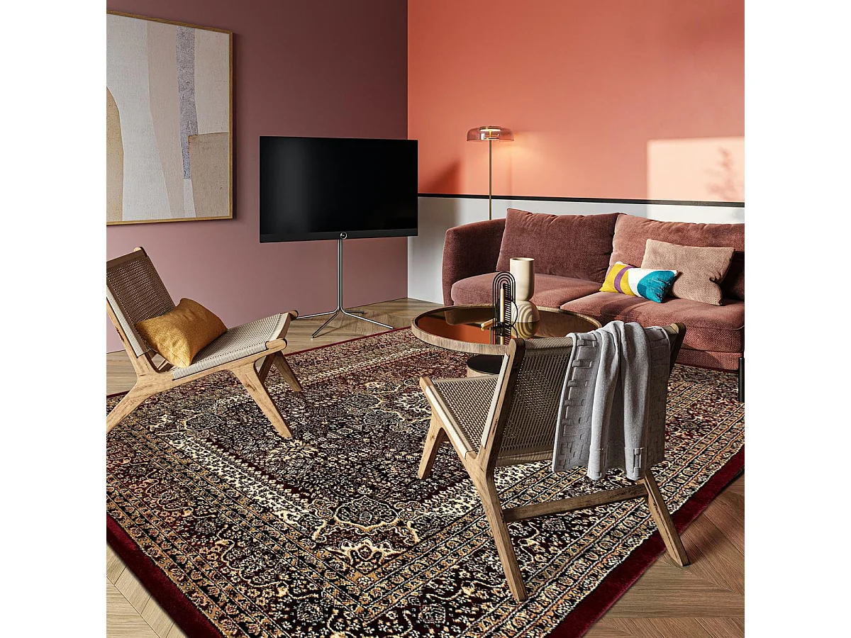 Tapis orient 160x230 rectangle rouge tissé motifs orientaux BISKO