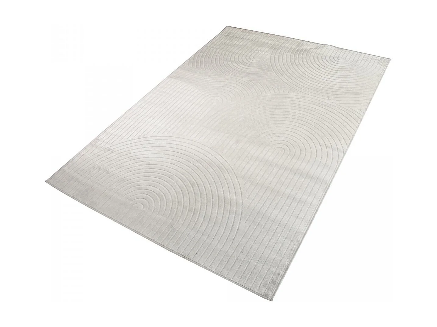 tapis salon 200x290 tissé en viscose taupe et crème rectangle motif abstrait OLAN