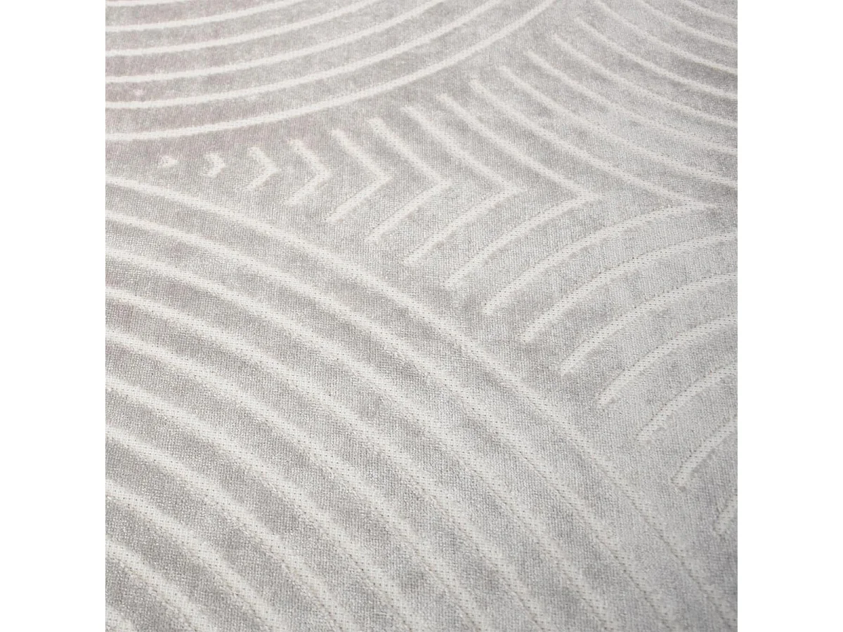 tapis salon 200x290 tissé en viscose taupe et crème rectangle motif abstrait OLAN