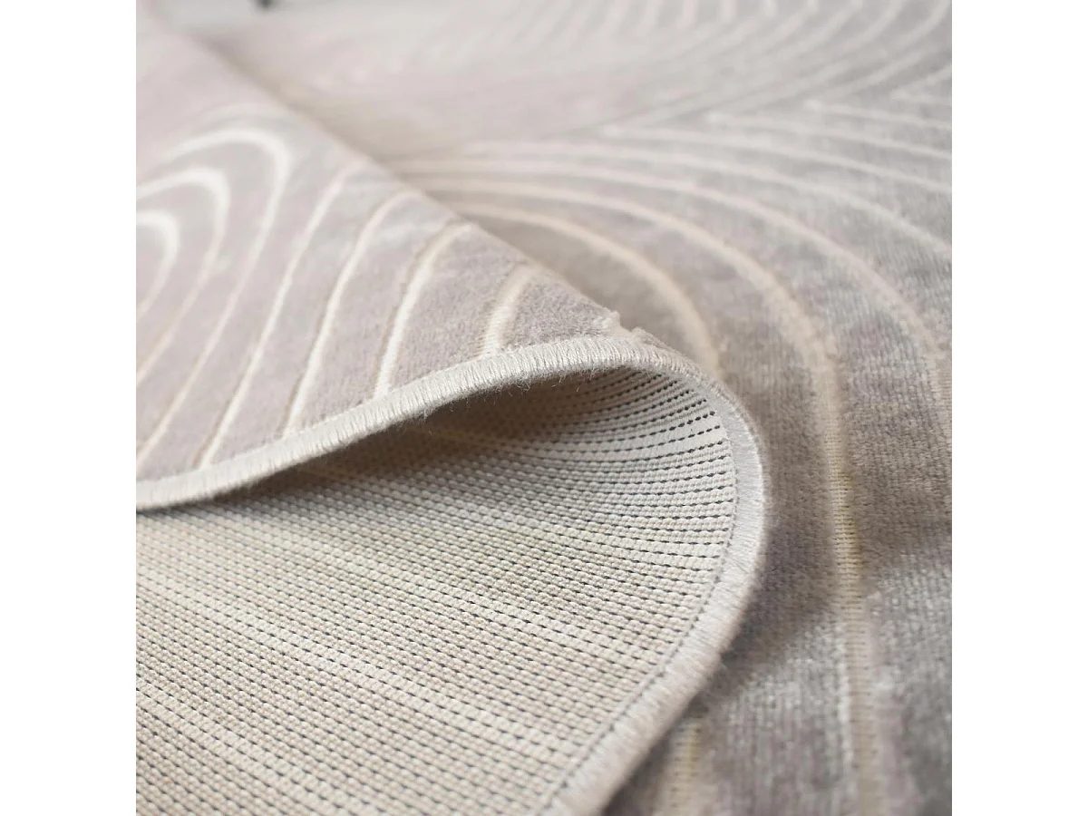 tapis salon 200x290 tissé en viscose taupe et crème rectangle motif abstrait OLAN