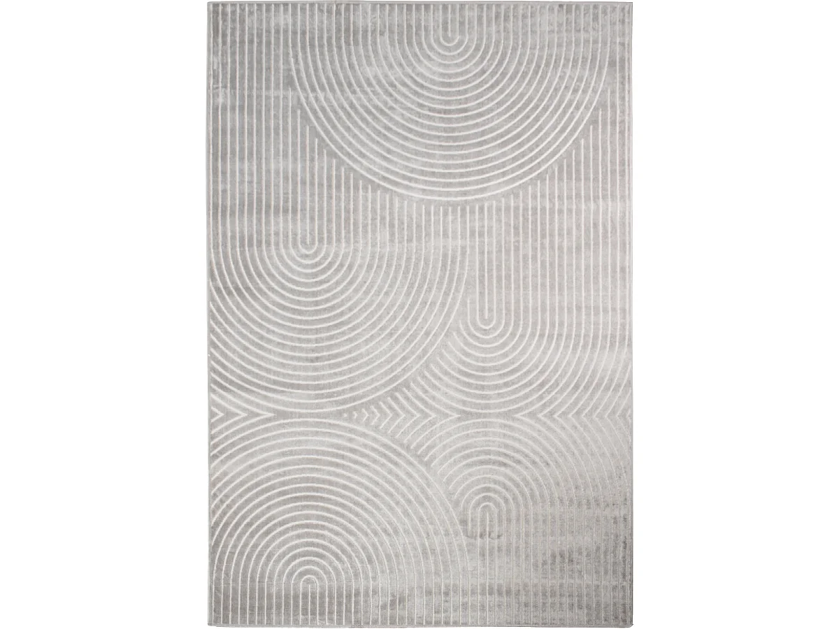 tapis salon 200x290 tissé en viscose taupe et crème rectangle motif abstrait OLAN
