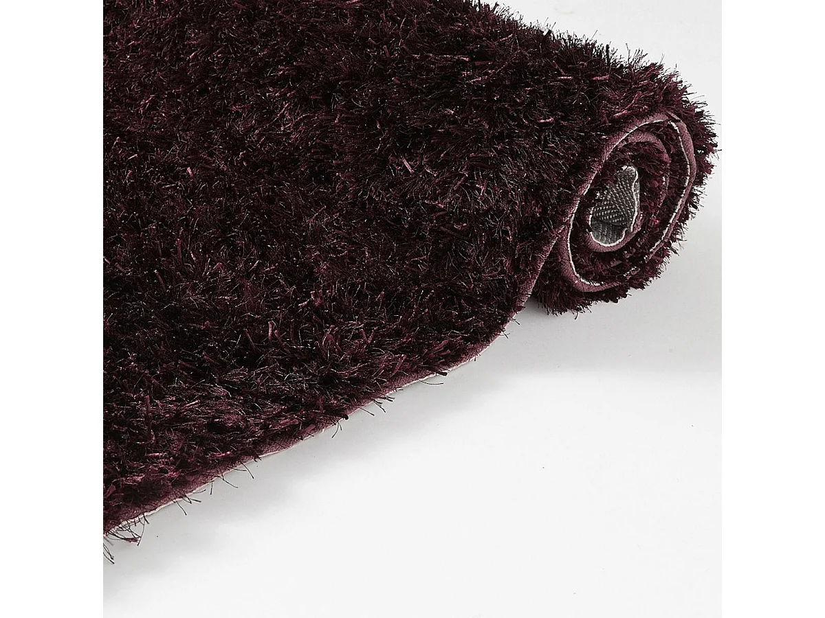 Tappeto Shaggy Ø140cm rotondo fatto a mano viola tinta unita MALAIDORY