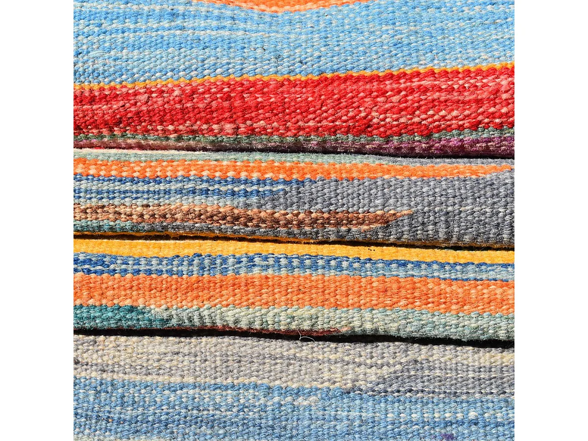 Tapis kilim 203x295 rectangle fait main en laine multicolore motif oriental