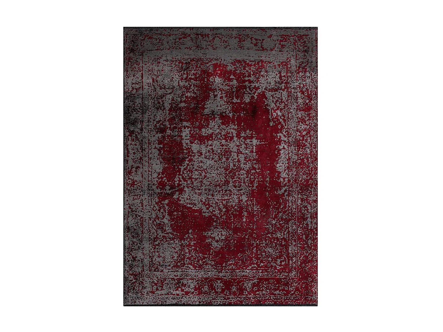 Tapis kilim 240x340 rectangle tissé en coton rouge et gris motif abstrait