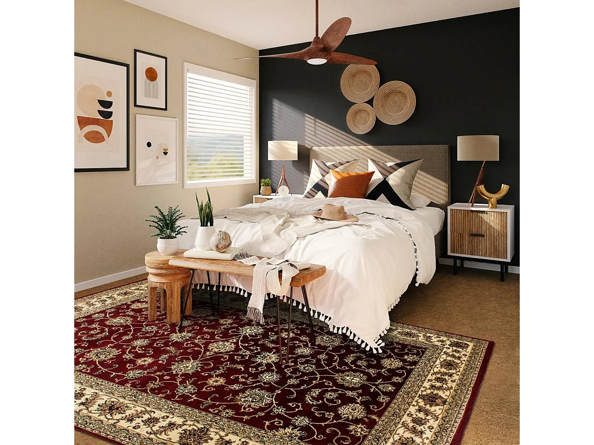 Tapis orient 120x170 rectangle rouge tissé motifs orientaux BISKO 1