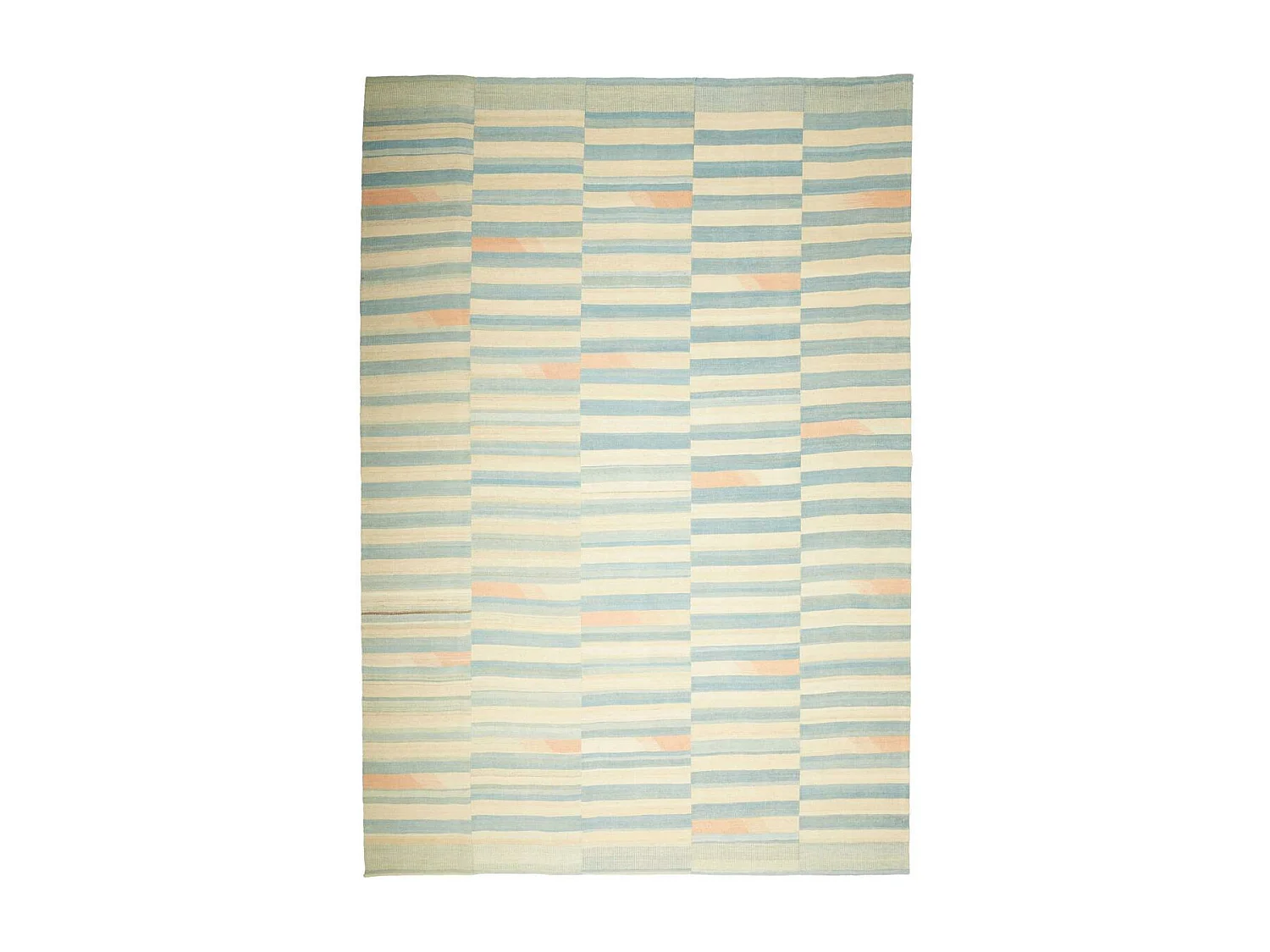 Authentique tapis d'Orient 258x299 kilim fait main en laine bleu et orange O