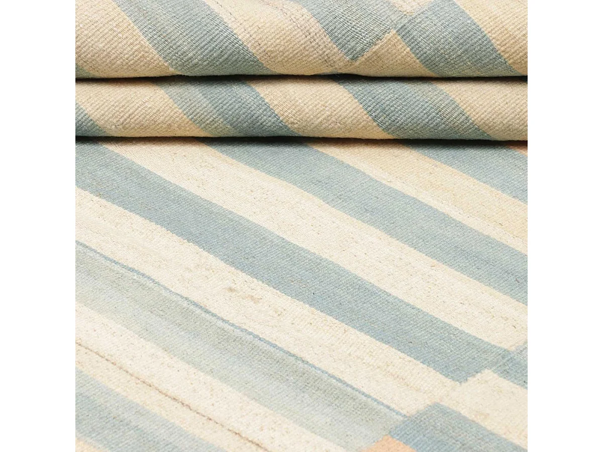 Authentique tapis d'Orient 258x299 kilim fait main en laine bleu et orange O