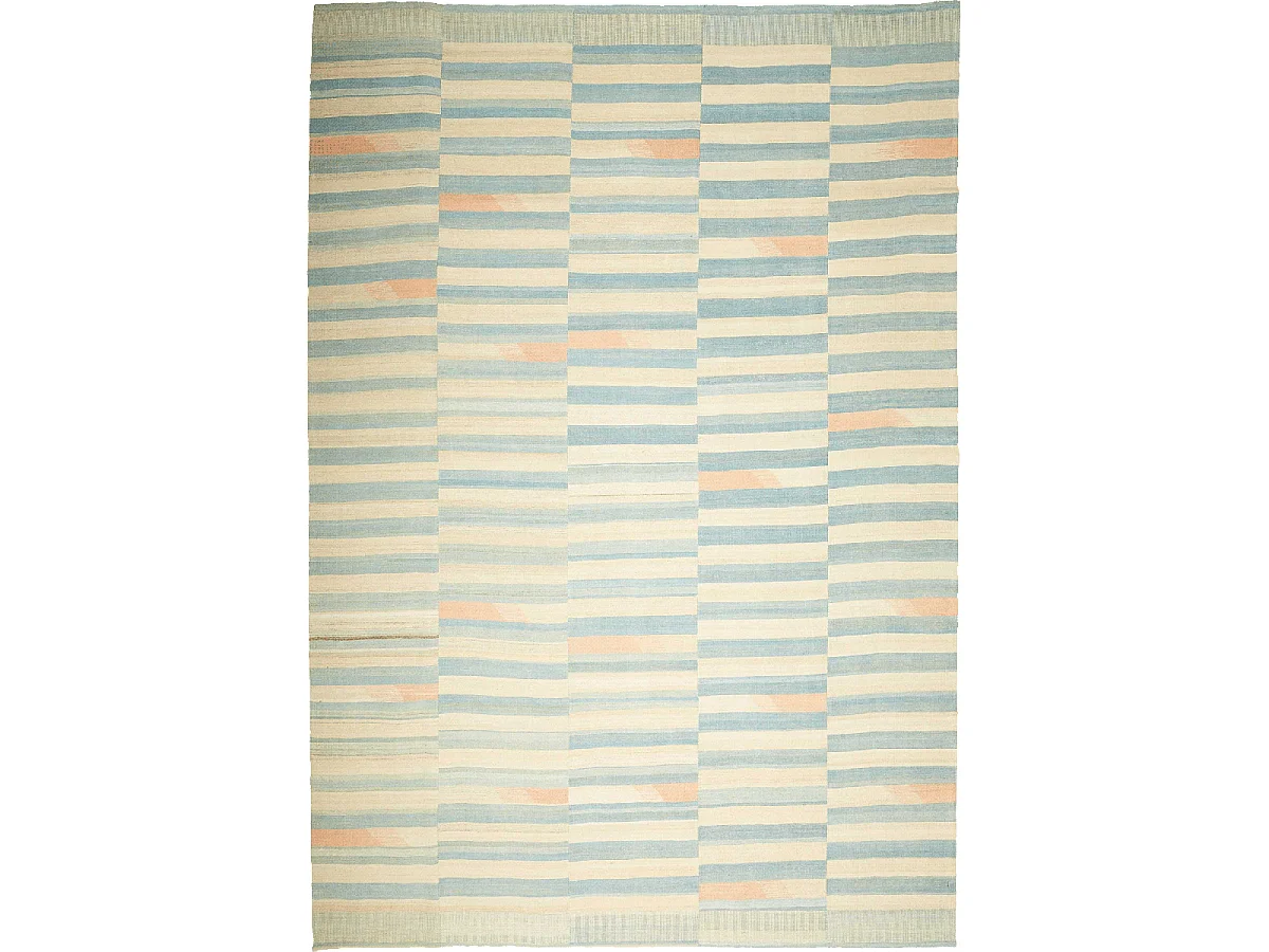 Authentique tapis d'Orient 258x299 kilim fait main en laine bleu et orange O