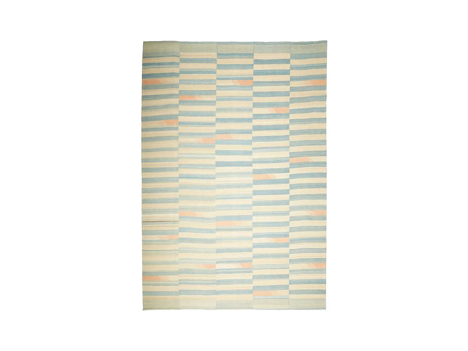 Authentique tapis d'Orient 258x299 kilim fait main en laine bleu et orange O
