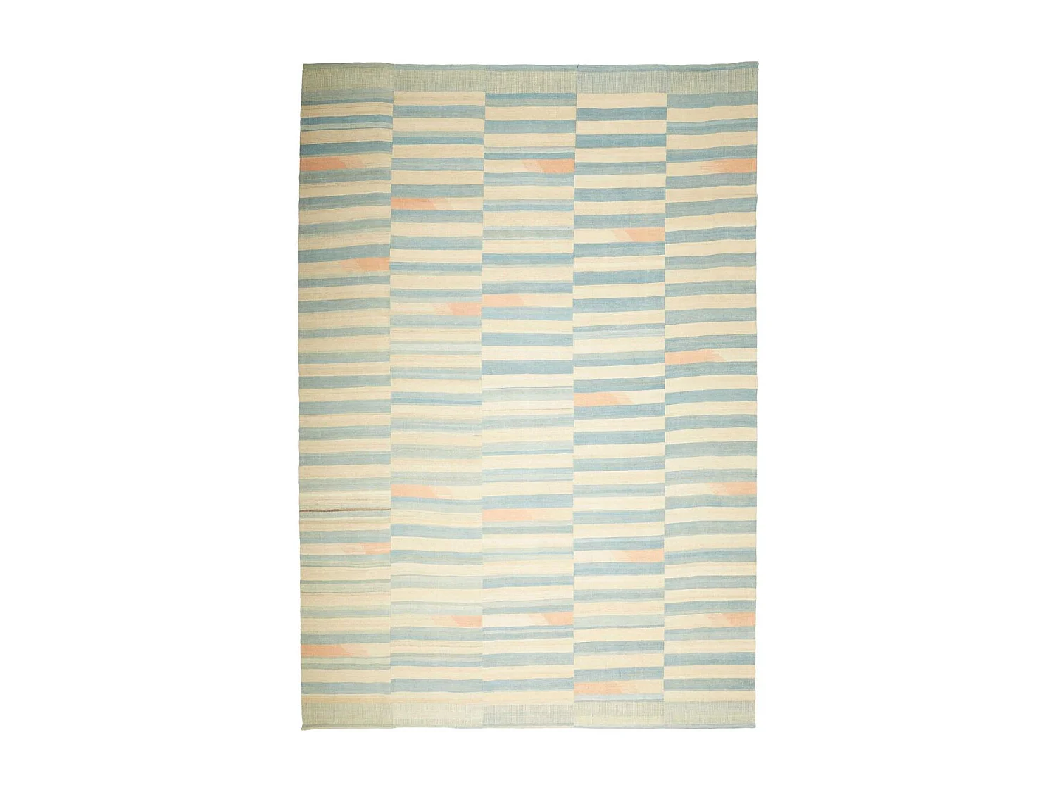 Authentique tapis d'Orient 258x299 kilim fait main en laine bleu et orange O