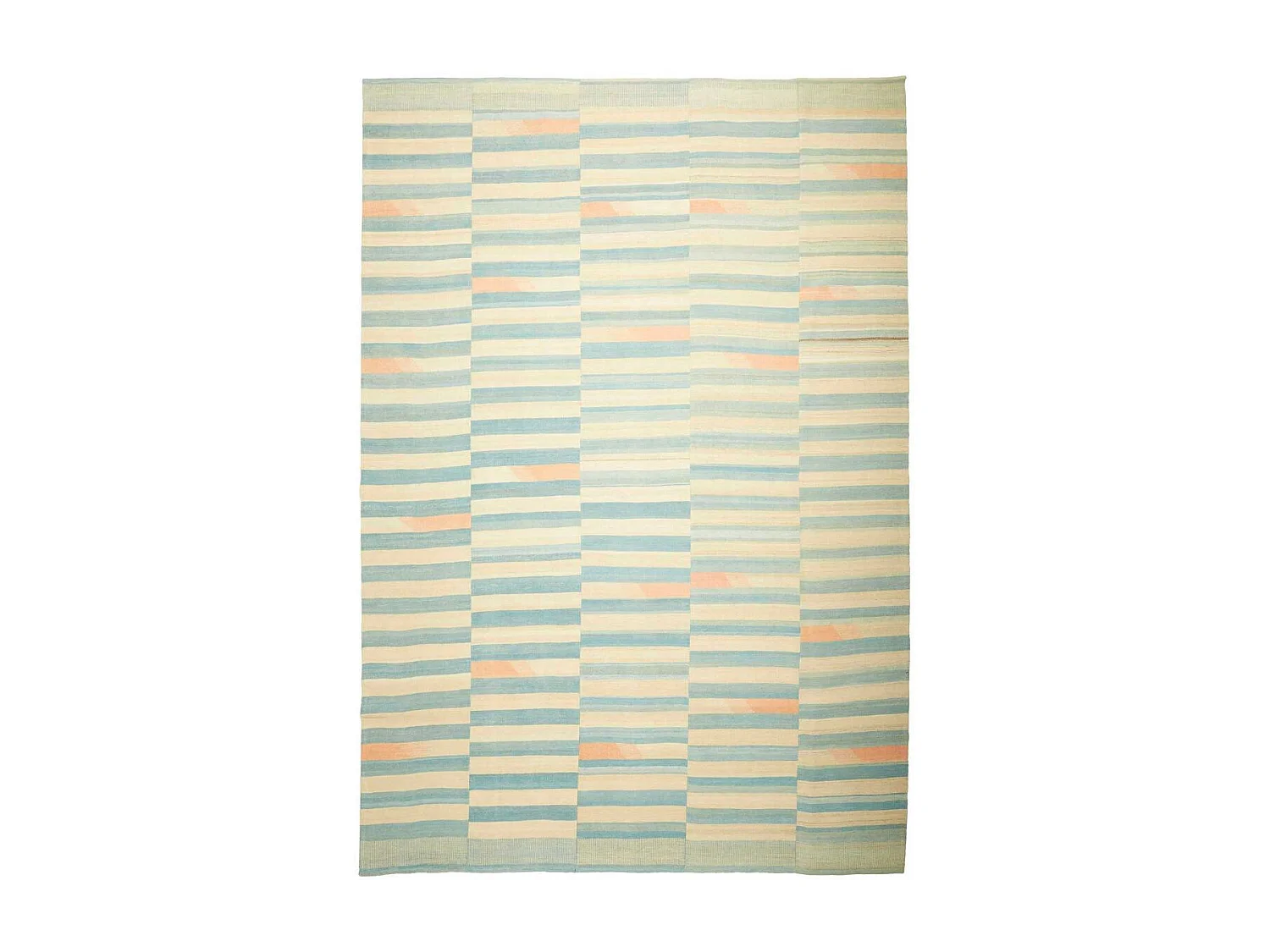 Authentique tapis d'Orient 258x299 kilim fait main en laine bleu et orange O