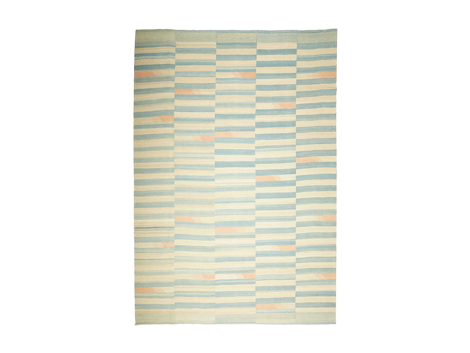 Authentique tapis d'Orient 258x299 kilim fait main en laine bleu et orange O
