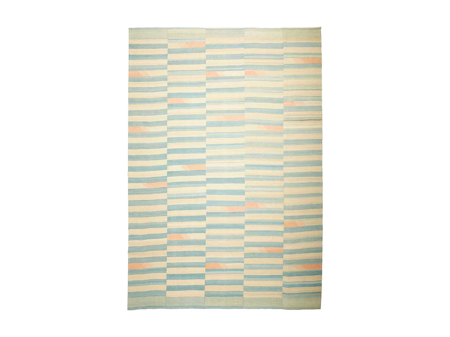 Authentique tapis d'Orient 258x299 kilim fait main en laine bleu et orange O