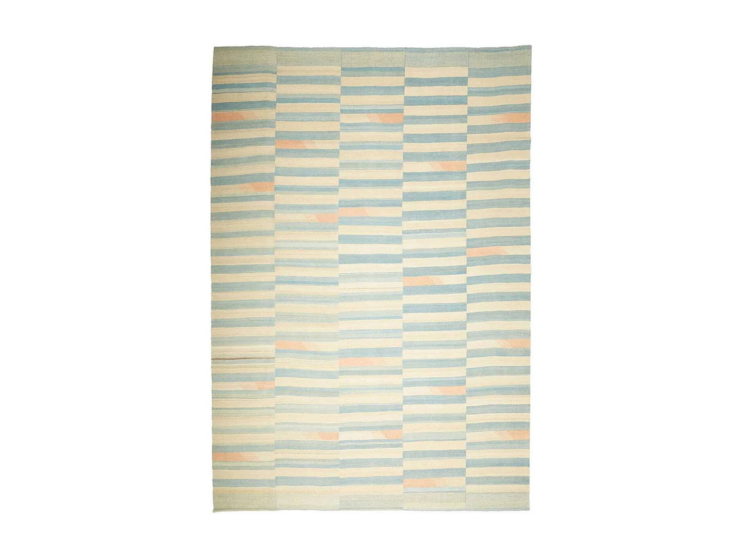 Authentique tapis d'Orient 258x299 kilim fait main en laine bleu et orange O