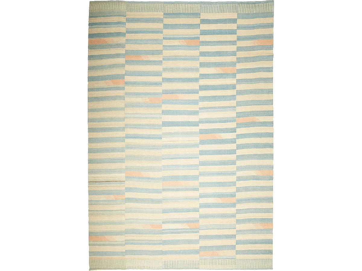 Authentique tapis d'Orient 258x299 kilim fait main en laine bleu et orange O