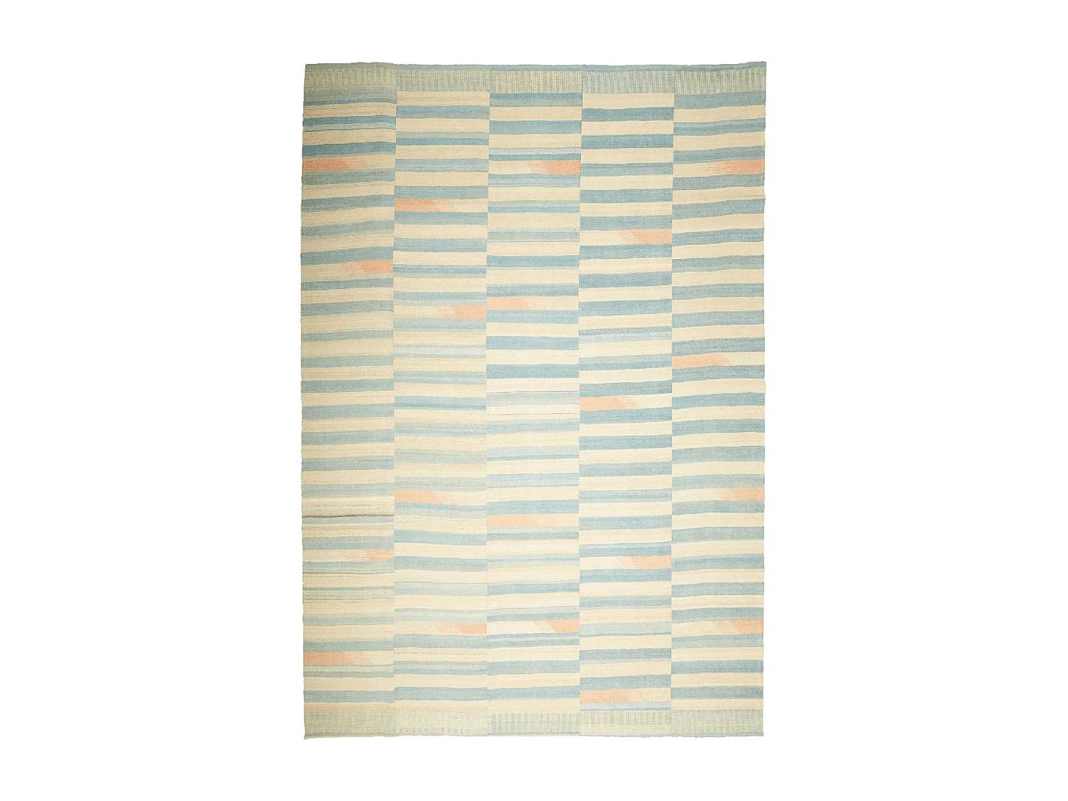 Authentique tapis d'Orient 258x299 kilim fait main en laine bleu et orange O