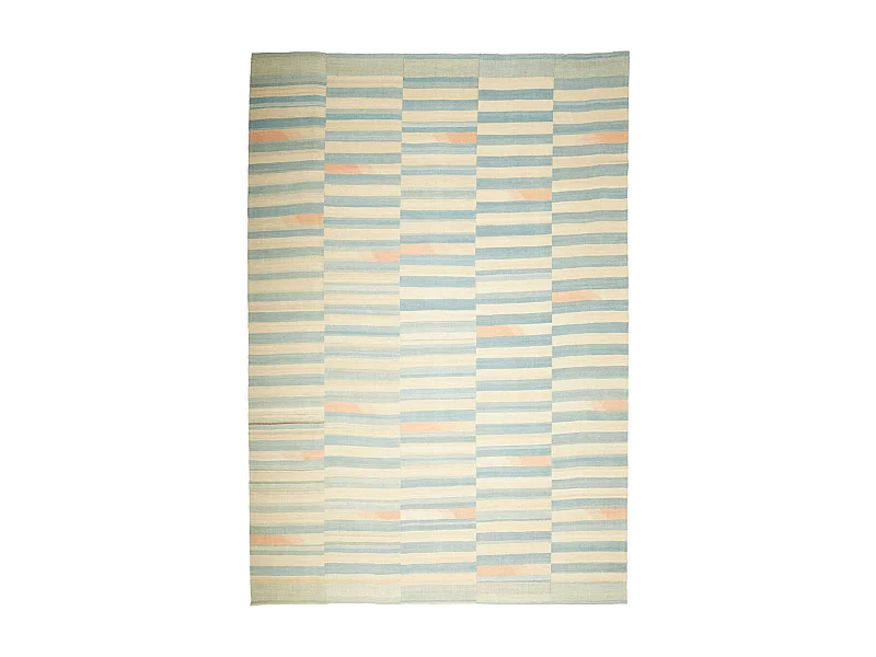 Authentique tapis d'Orient 258x299 kilim fait main en laine bleu et orange O