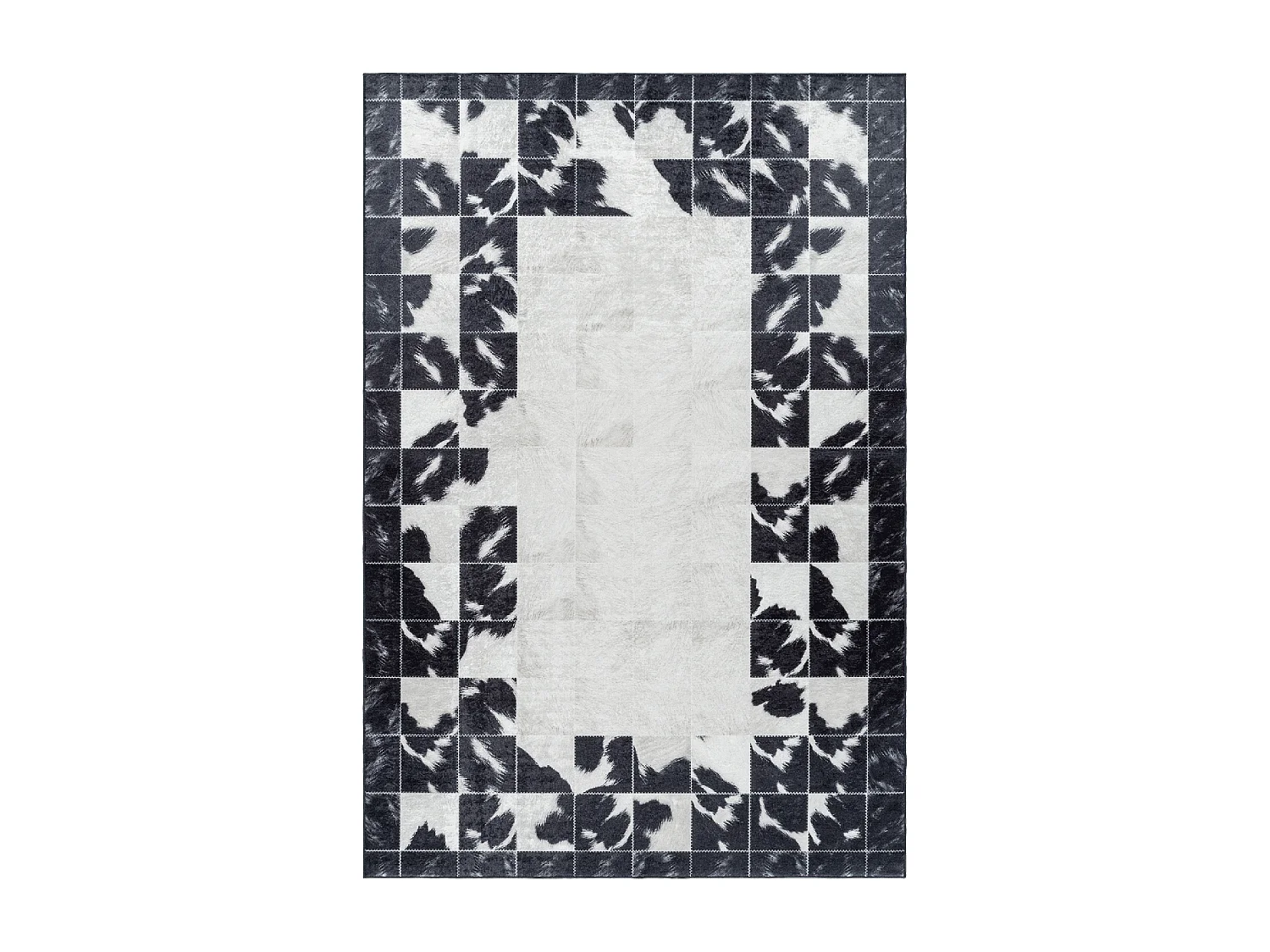 tappeto da soggiorno grande 200x290 tessuto motivo affresco rettangolo nero e crema NOATAK