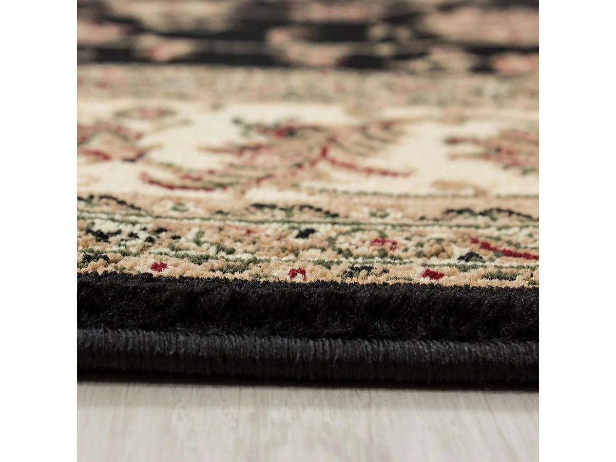 Tapis orient 80x150 rectangle noir tissé motifs orientaux BISKO 1