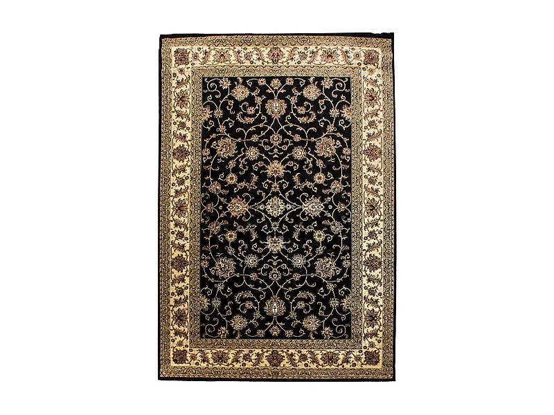 Tapis orient 80x150 rectangle noir tissé motifs orientaux BISKO 1