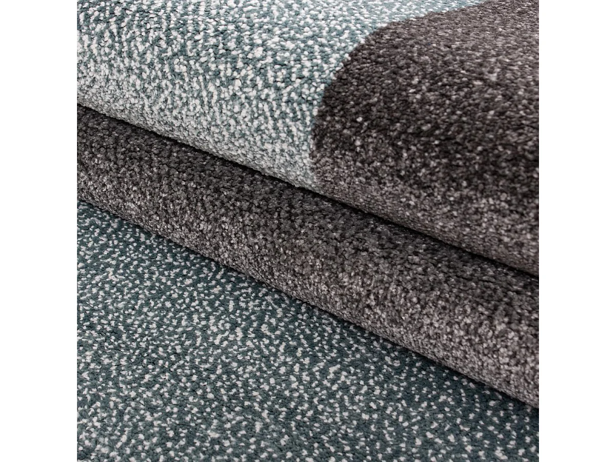 tapis entrée 80x150 tissé bleu et gris rectangle motif géométrique KARLUK