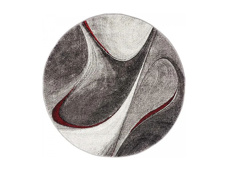 tappeto da soggiorno Ø140 cm intrecciato motivo geometrico rotondo rosso e grigio MADILA