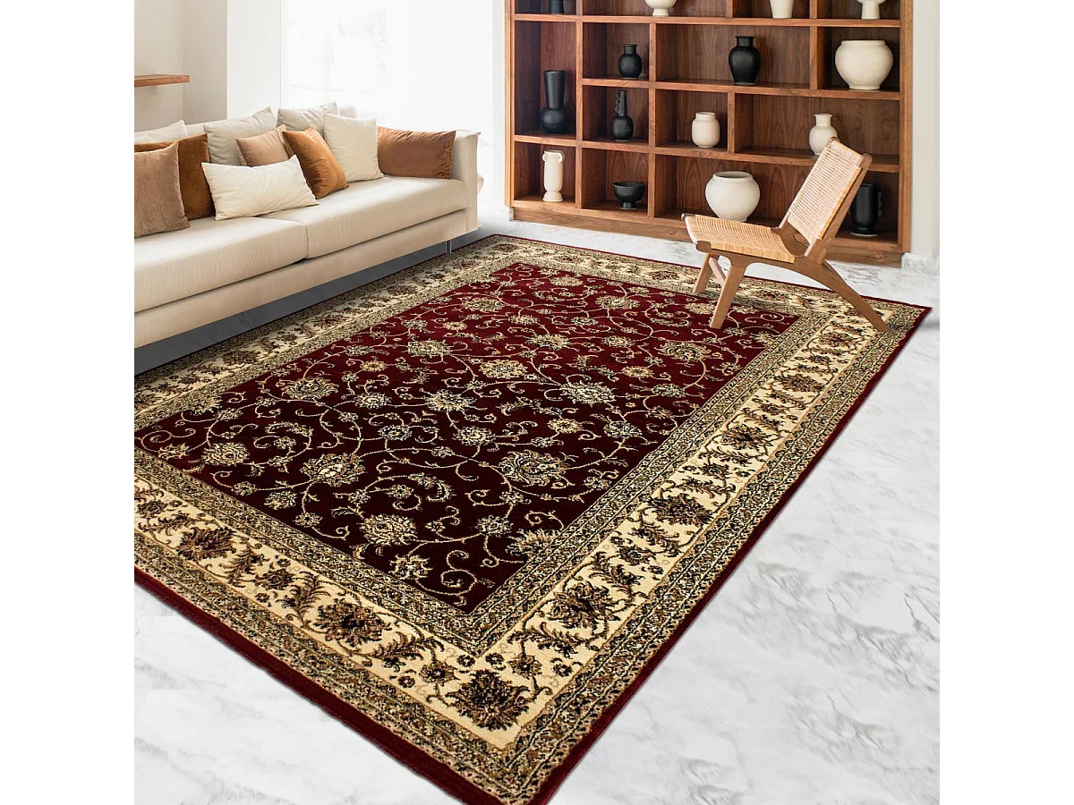 Tappeto orientale 160x230 rettangolo rosso intrecciato motivi orientali BISKO 1