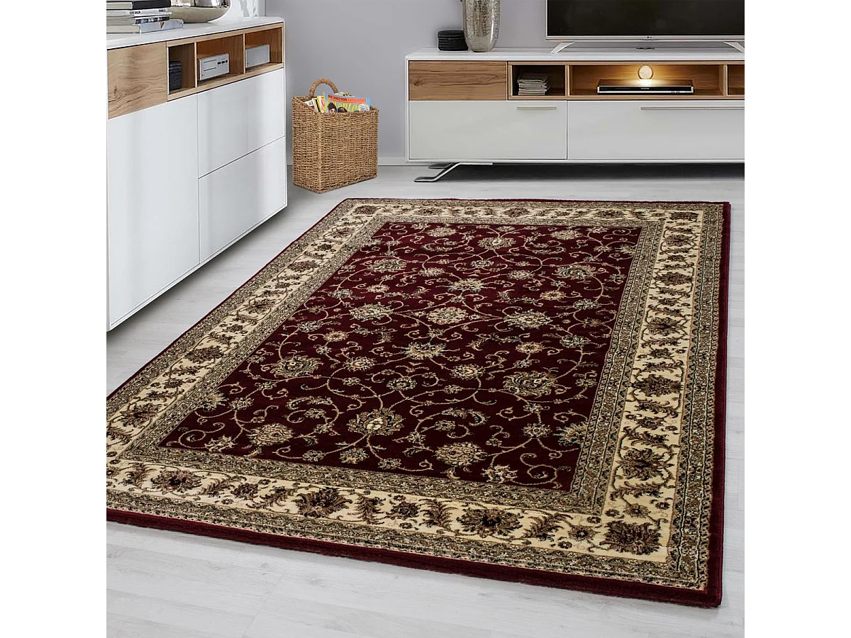 Tappeto orientale 160x230 rettangolo rosso intrecciato motivi orientali BISKO 1