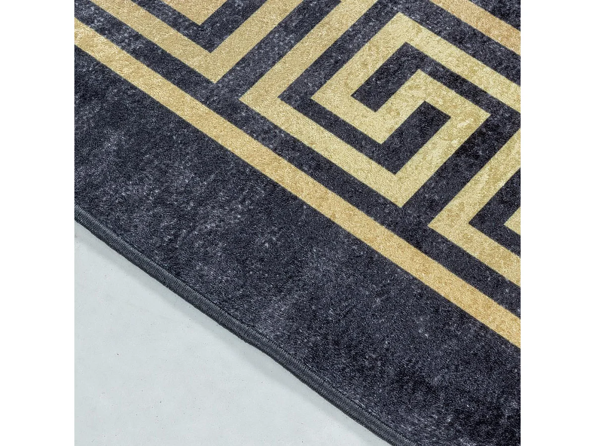 Tapis orient 160x230 rectangle noir et beige tissé motifs orientaux HUSLIA