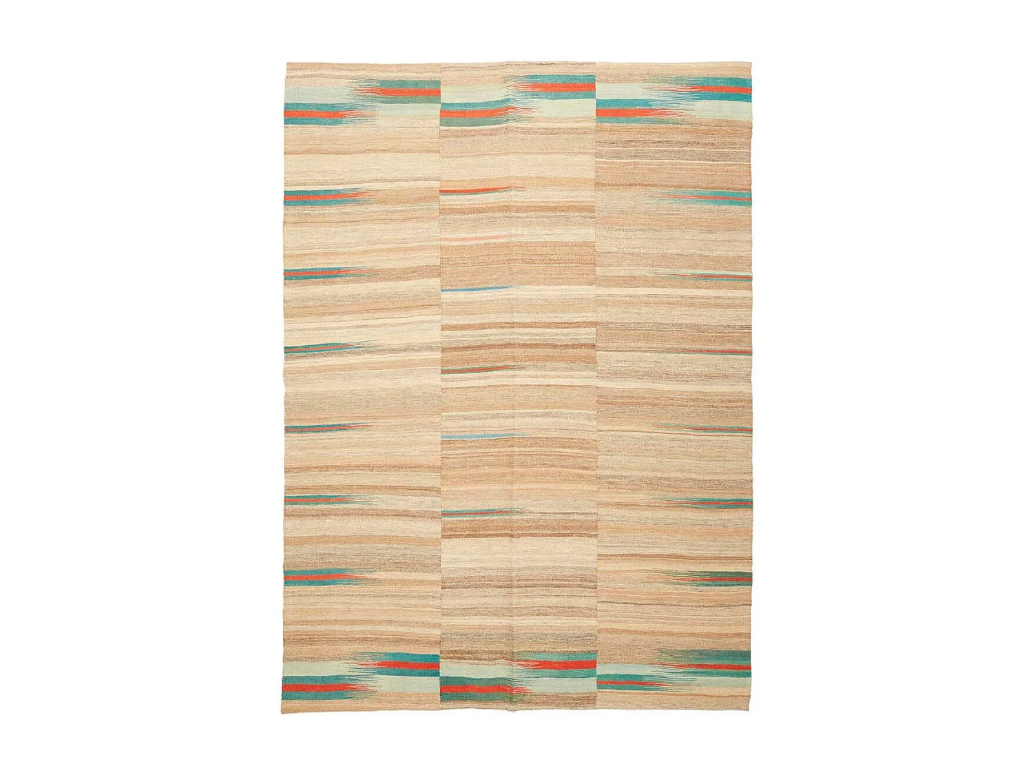 Authentique tapis d'Orient 166x210 kilim fait main en laine beige et bleu E