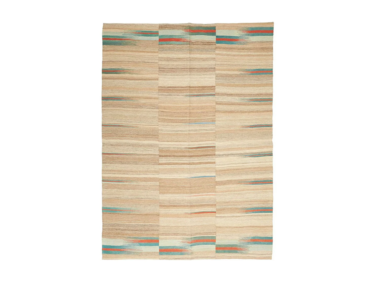Authentique tapis d'Orient 166x210 kilim fait main en laine beige et bleu E