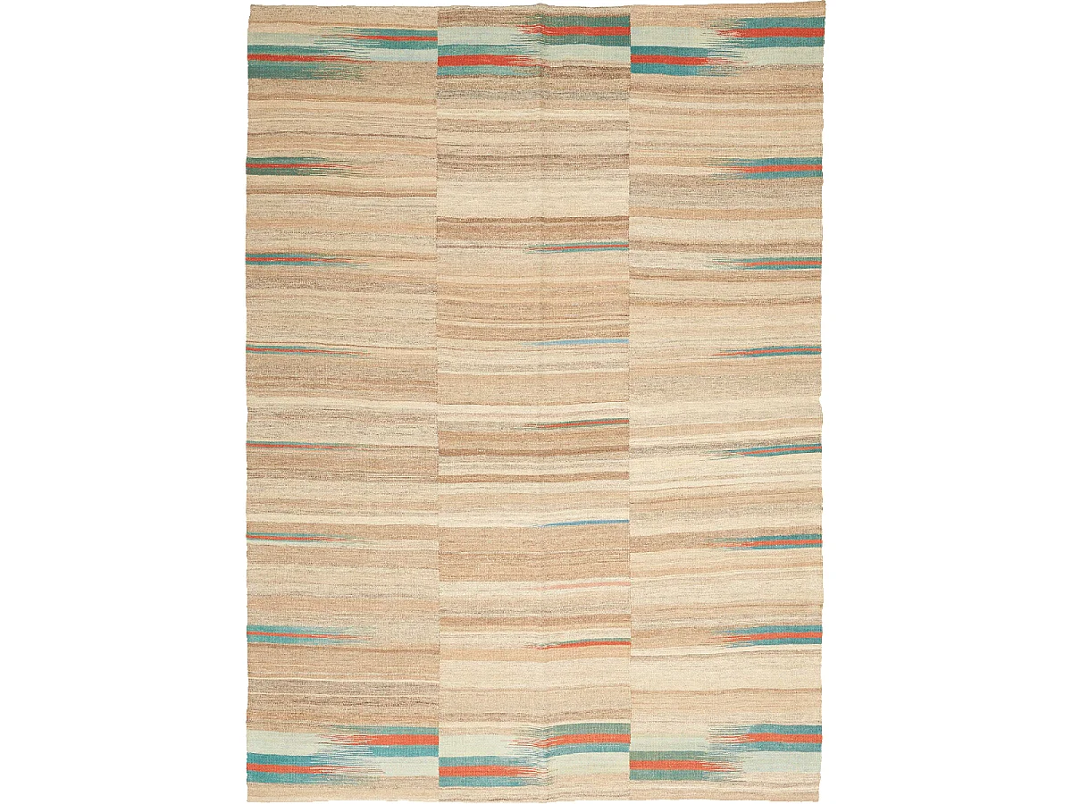 Authentique tapis d'Orient 166x210 kilim fait main en laine beige et bleu E