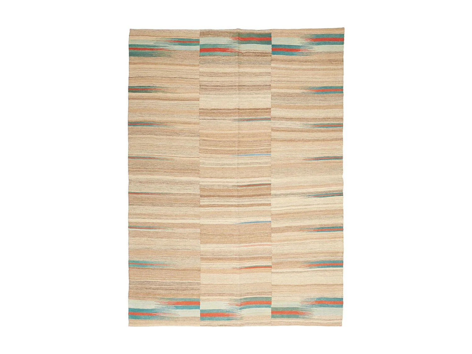 Authentique tapis d'Orient 166x210 kilim fait main en laine beige et bleu E