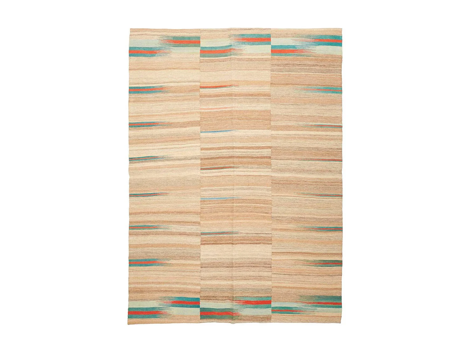 Authentique tapis d'Orient 166x210 kilim fait main en laine beige et bleu E