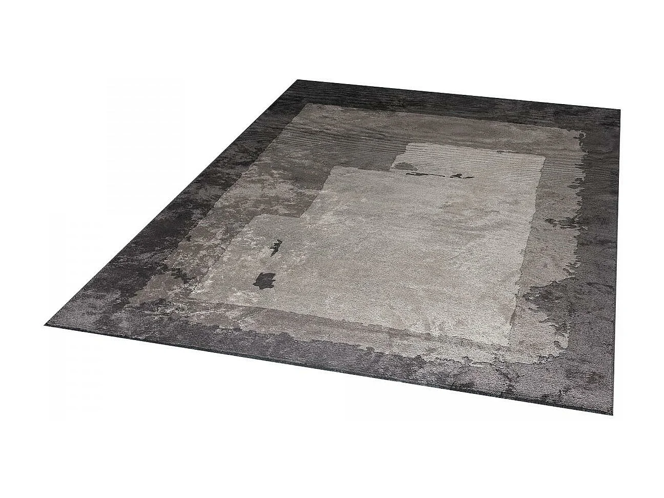 Tapis kilim 160x230 rectangle tissé en coton gris motif abstrait TRIGREY