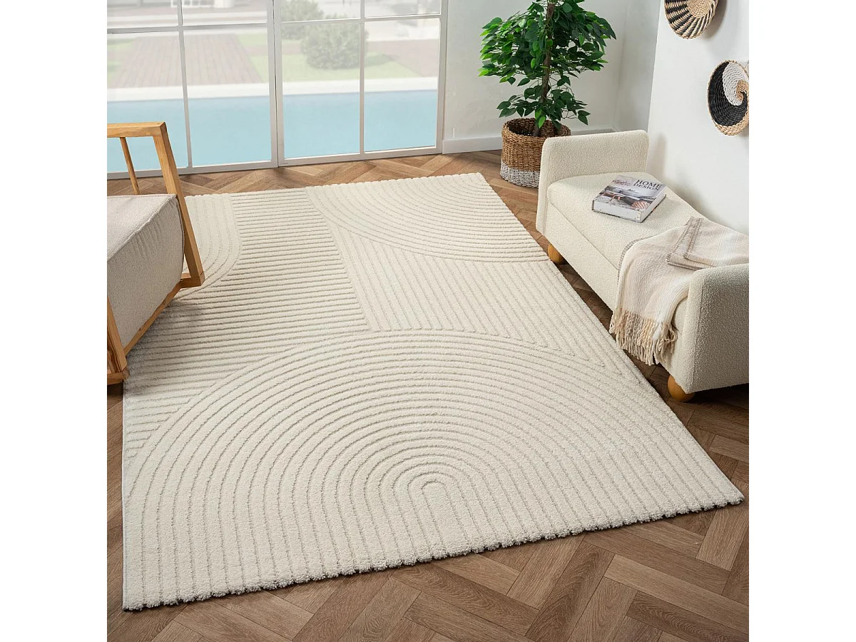 tapis chambre ⌀100cm tissé  tissé rond motif simple LYN9 CERNAN B