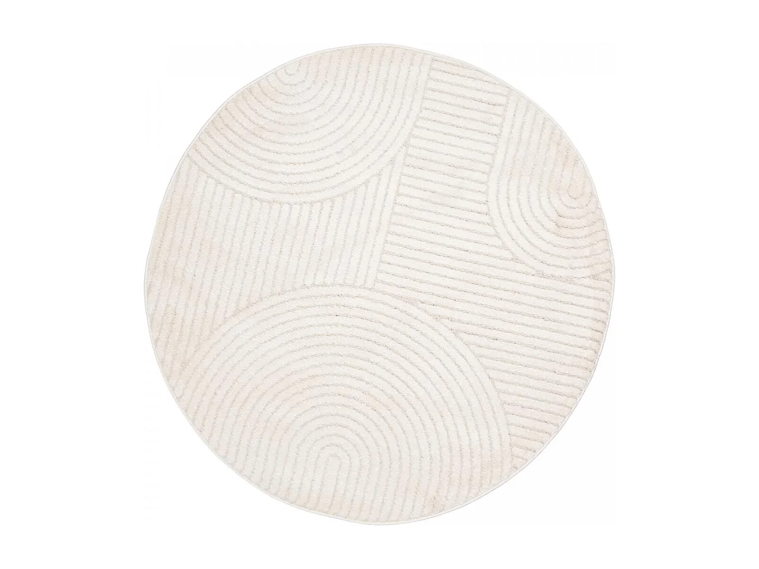 tappeto per camera da letto Ø100cm tessuto color crema rotondo modello semplice LYN9 CERNAN