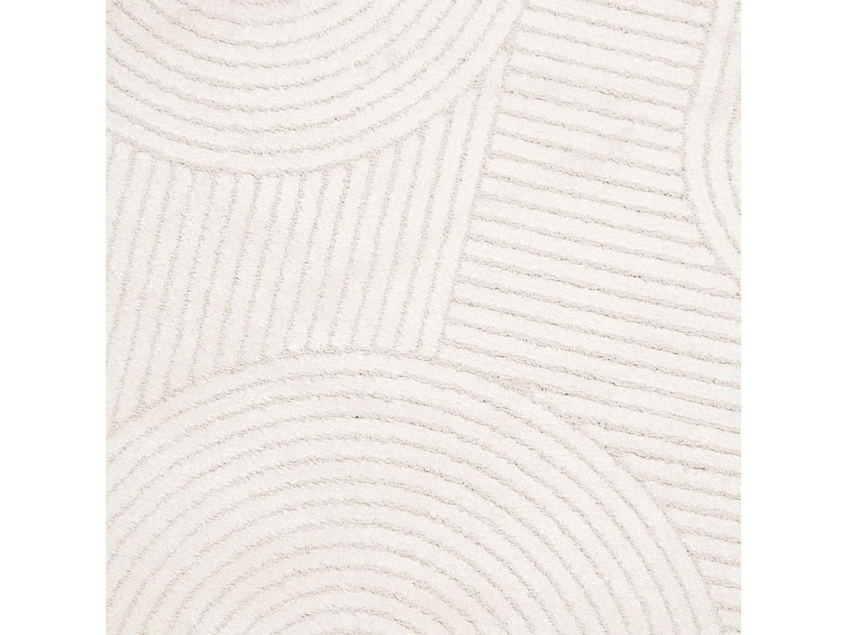 tappeto per camera da letto Ø100cm tessuto color crema rotondo modello semplice LYN9 CERNAN