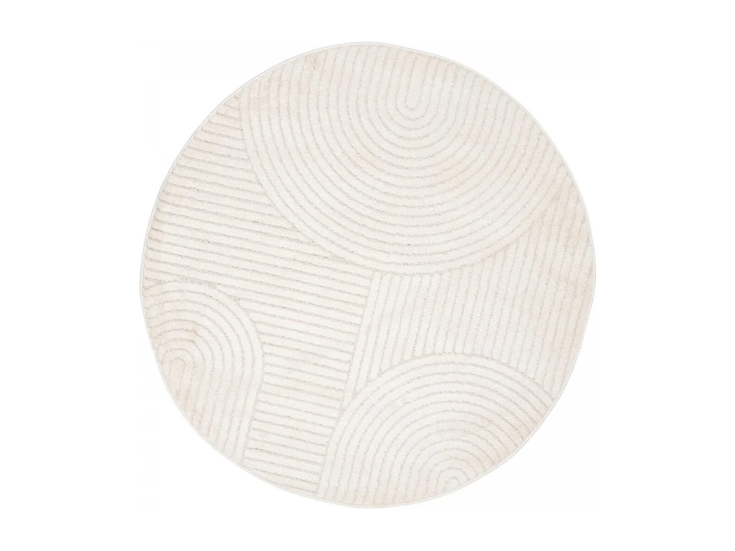 tappeto per camera da letto Ø100cm tessuto color crema rotondo modello semplice LYN9 CERNAN