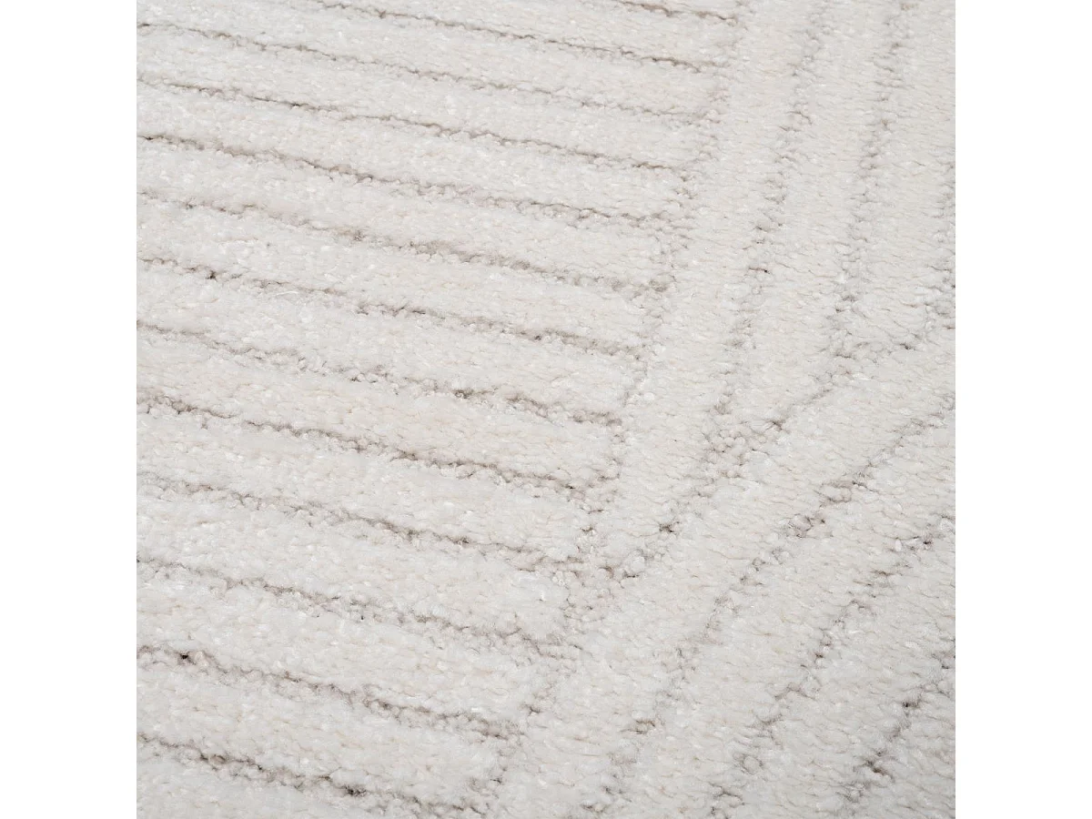 tappeto per camera da letto Ø100cm tessuto color crema rotondo modello semplice LYN9 CERNAN